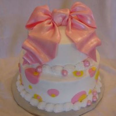 Pink/yellow Polka Dots With Pink Bow