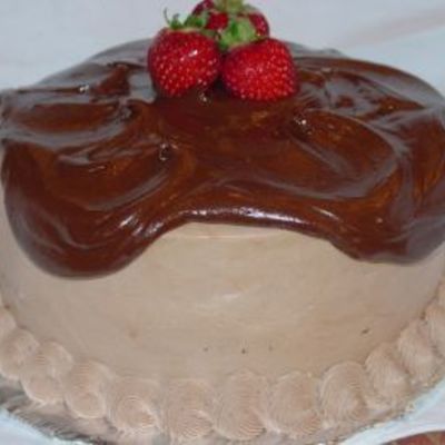 Chocolate Ganache Cake W/fresh Strawberries