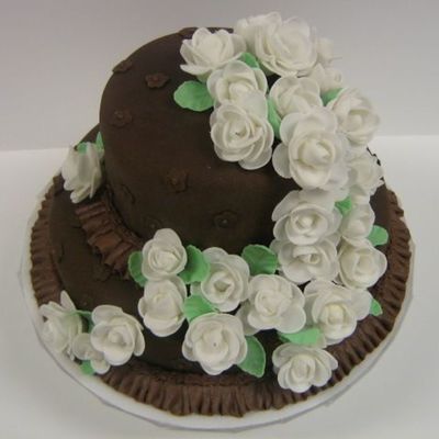 Brown And White Grooms Cake