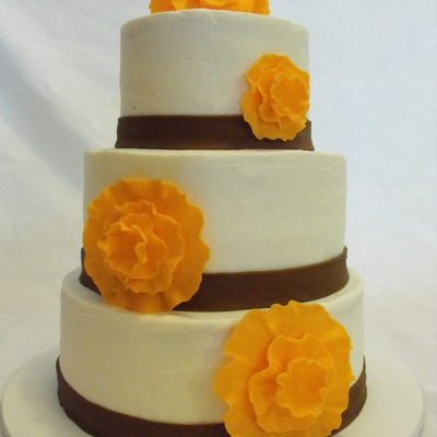 Orange And Brown Wedding Cake