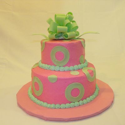 Pink And Green With Fondant Loop Bow