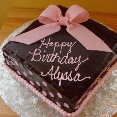 Chocolate Ganache With Pink Fondant Bow/polka Dots