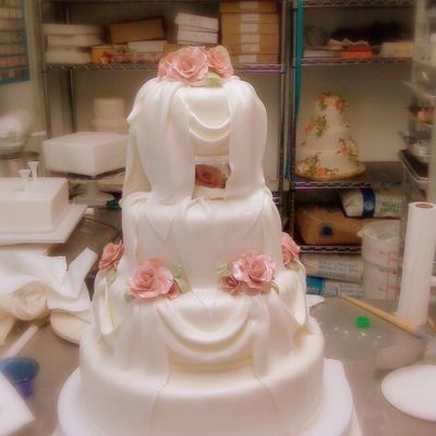 Pink Gumpaste Roses, Fondant Swags