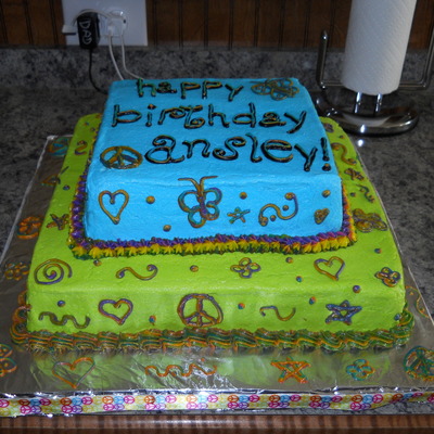 Neon Doodle Birthday Cake
