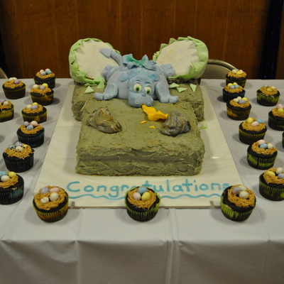 Baby Dragon Shower Cake