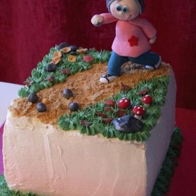 Autumncake With Lady Playing Boule