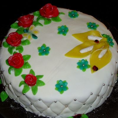 White Cake With Flowers