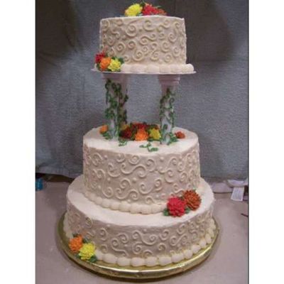 Ivory Spirals With Fall Mums