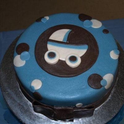 Blue Brown Carriage Cake