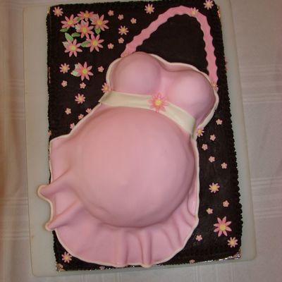 Pink Pregnant Belly Cake