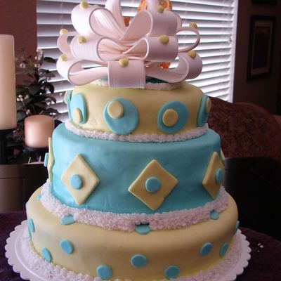 Tiered Cake With Geometric Shapes