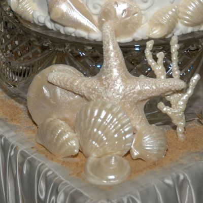 Close Up Of White Chocolate Molds For Cordova Wedding Cake