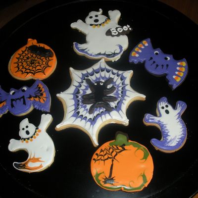 Halloween Ghosts, Bats And Pumpkins