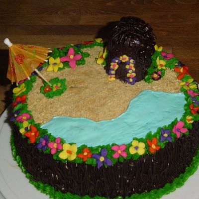 My 1St Attempt At A Luau Cake!