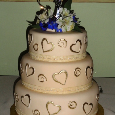 Ivory And Gold Wedding Cake