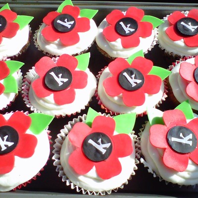 Red Flower Cupcakes
