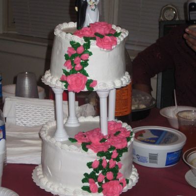 Pink Flowers- Two Tier Wedding Cake
