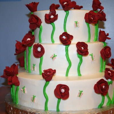 Red And White Wedding Cake