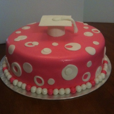 Pink Polka Dot Graduation Cake