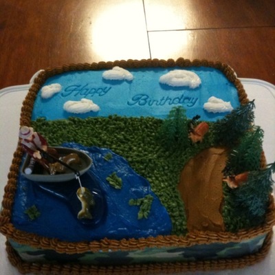 Outdoors Hunting Fishing Cake