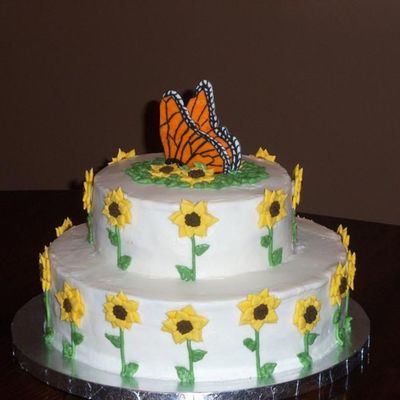 Sunflowers And A Butterfly