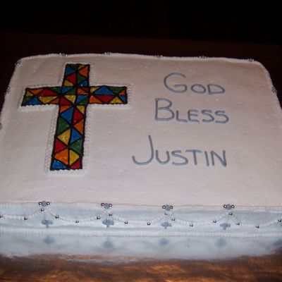 Stained Glass Cross Communion Cake