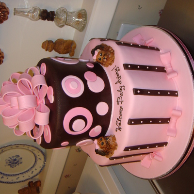 Pink And Brown Baby Shower Cake