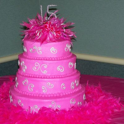 15Th Fuschia & Silver Cake
