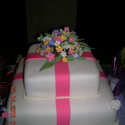 Birthday Cake With Gumpaste Flowers