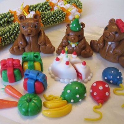 1St Birthday Marshmallow Fondant Teddy Bears