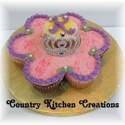 Small Flower And Tiara Cupcake Cake