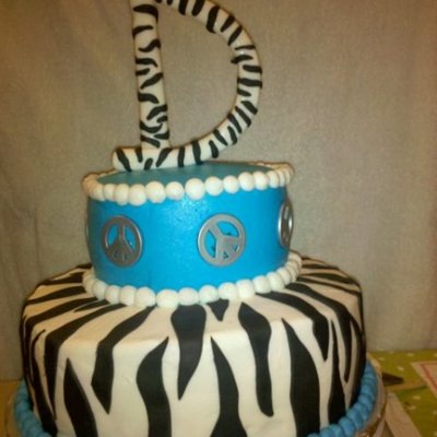 Zebra/ Peace Sign Cake