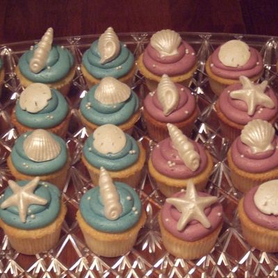 Beach Themed Bridal Shower Cupcakes