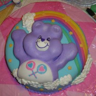 Purple Care Bear Cake