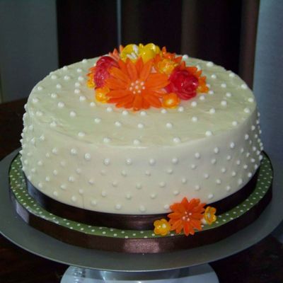 Pearl And Gumpaste Flowers Birthday Cake