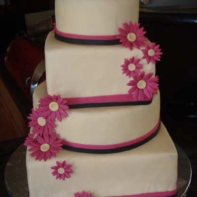 Pink Flower Wedding Cake