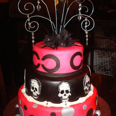 Funky Black & Pink Birthday Cake