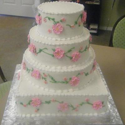 Engagement Cake With Pink Flowers
