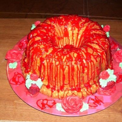 This Is A Cake Filled With Strawberries Nieces B-Day