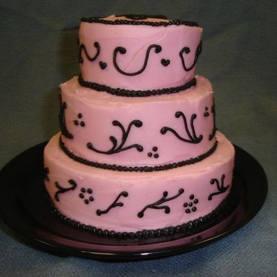 Pink Mini Cake W/black Borders
