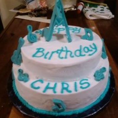 Blue & White Music Birthday Cake