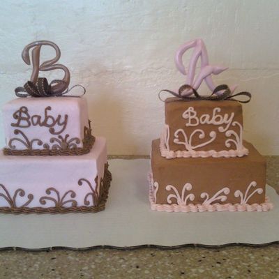 Baby A Baby B Twin Shower Cakes
