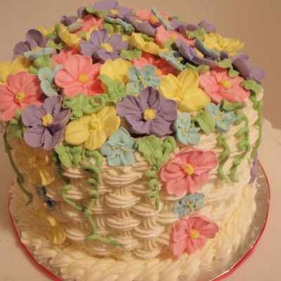 Floral Basketweave Cake