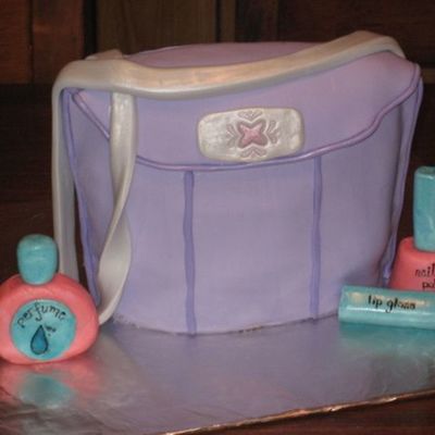 Purple Purse Cake W/ Accessories