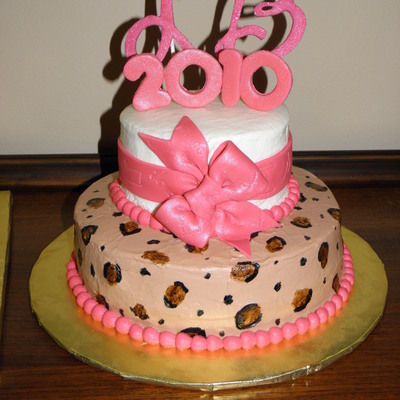 Hot Pink Cheetah Graduation Cake