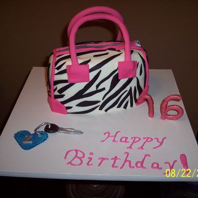 16Th Birthday Zebra Print Purse Cake