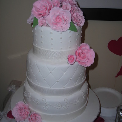 V-Day Wedding Cake W/ Gumpaste Roses