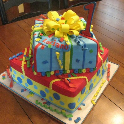 Stack Of Presents For A First Birthday