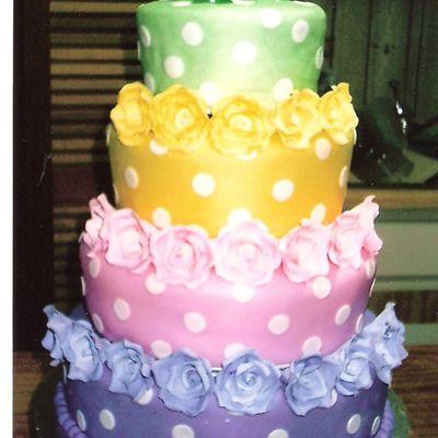 Multi-Colored Tier Cake