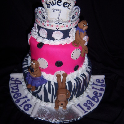 Black, White, Pink Sweet 7 Cake